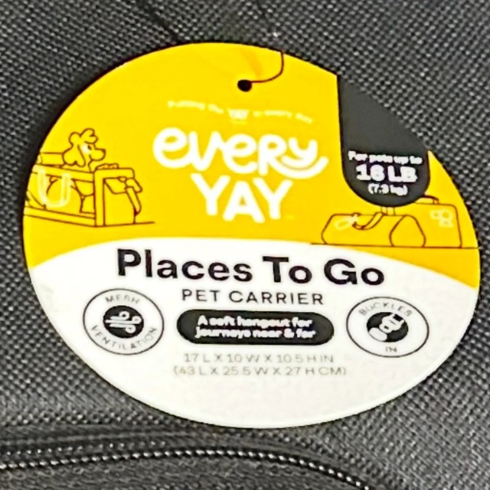 EveryYay Going Places To Go Black Pet Carrier.